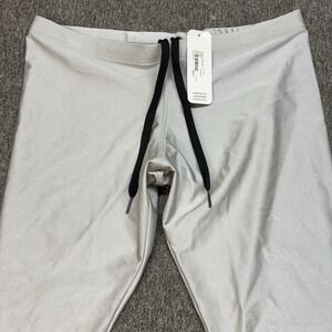 RUFSKIN Stretch Legging Pants Workout Silver Gray Medium Drawstring Tight Fit